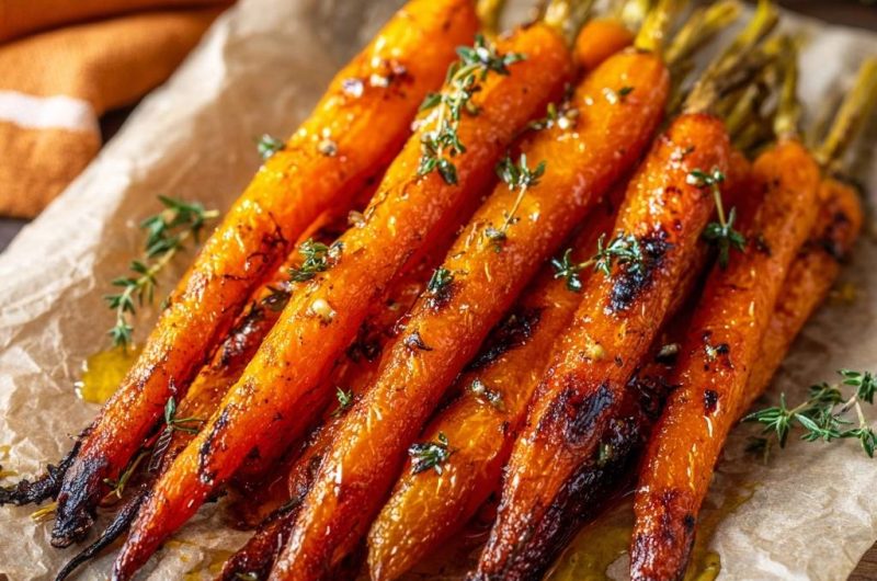 Knusprig glasierte Karotten mit Thymian