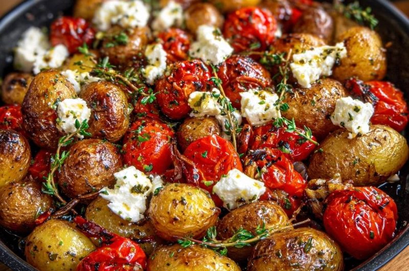 Knusprige Babykartoffeln mit Tomaten, Thymian & Feta