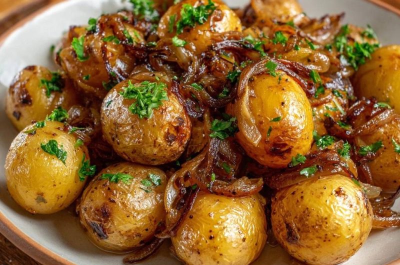 Knusprige Babykartoffeln mit Zwiebeln