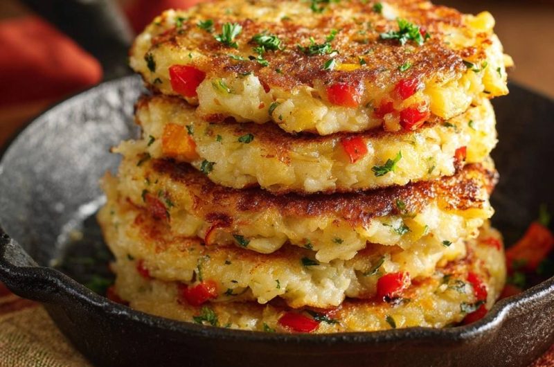 Knusprige Kartoffelpuffer mit Paprika & Mais