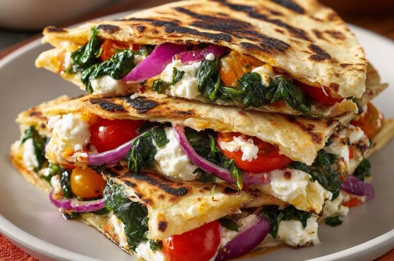 Knusprige Spinat-Feta-Quesadillas