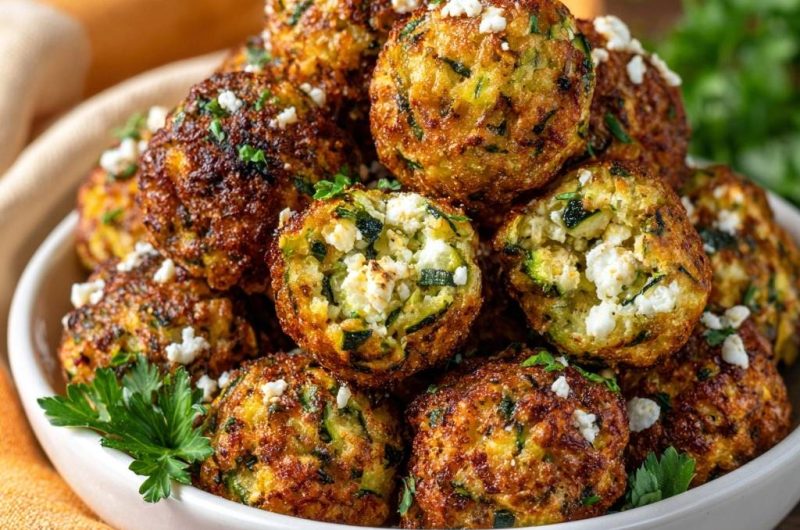 Knusprige Zucchini-Feta-Bällchen