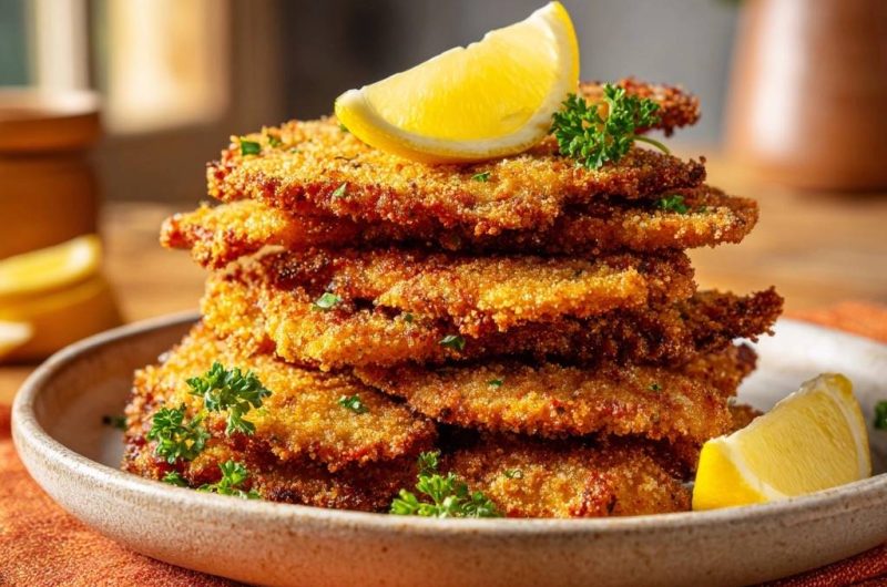 Knuspriges Hähnchenschnitzel mit Zitrone