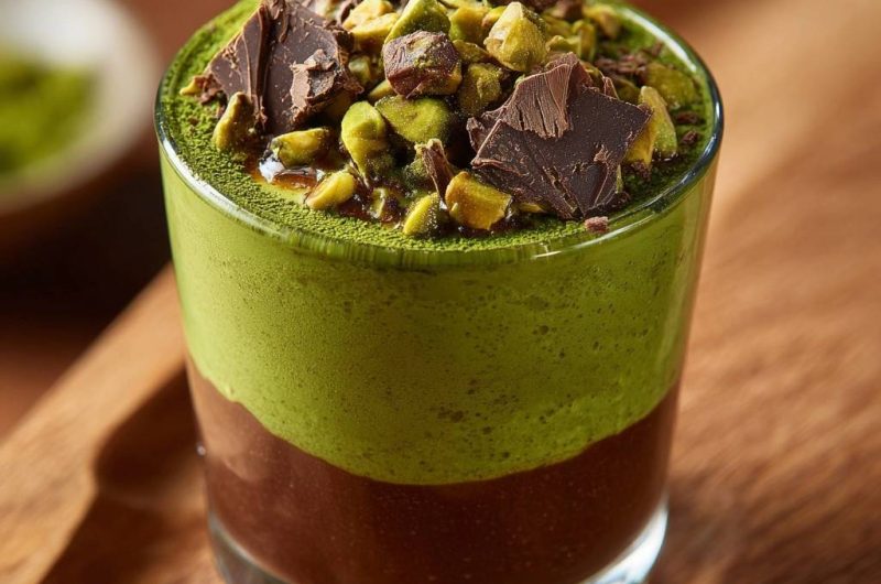 Matcha-Pistazie-Schoko-Parfait (Nie wieder klumpiger Matcha!)