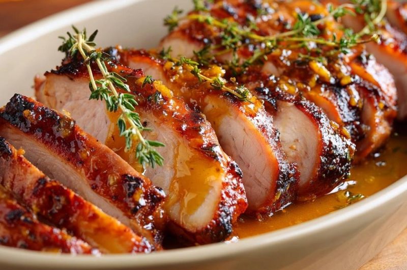 Orangen-Thymian-Glasiertes Schweinefilet