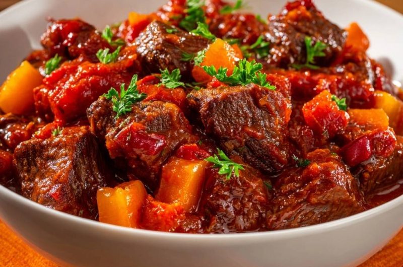 Paprika-Ananas-Rindergulasch