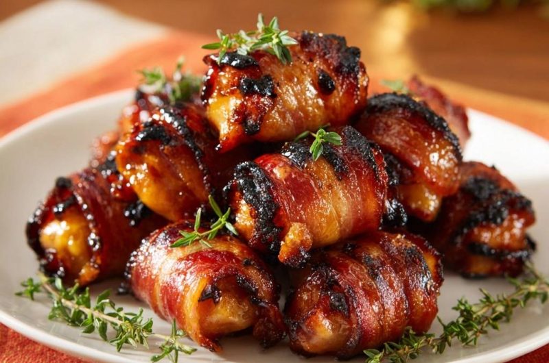 Bacon-gewickelte Hähnchen-Happen