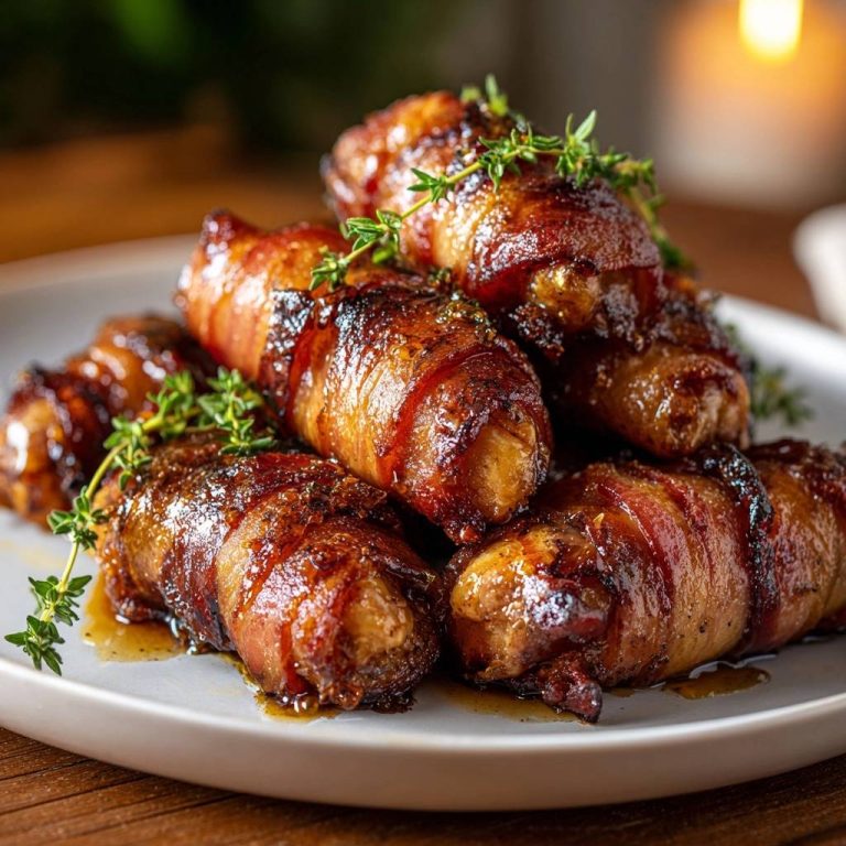 Rinderspeck-gewickelte Honig-Thymian-Hähnchen-Röllchen Rezept