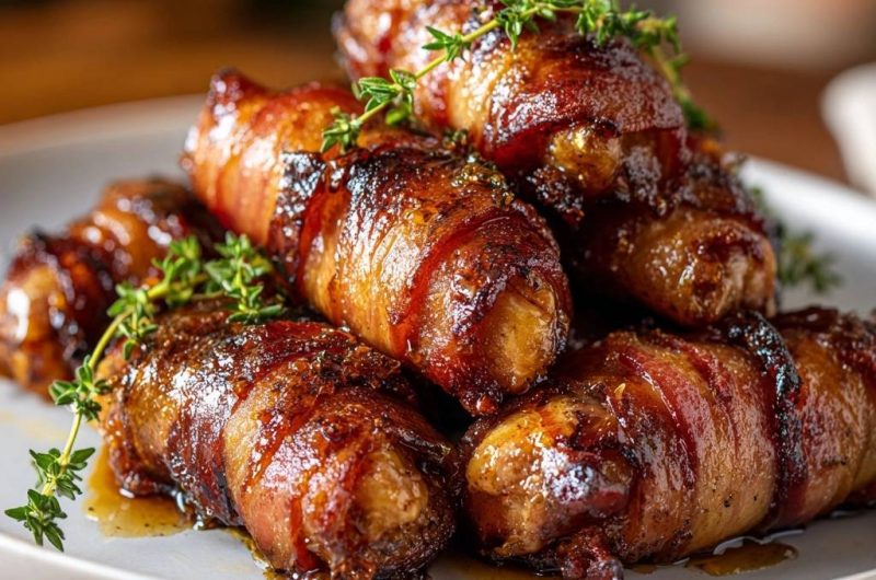 Bacon-gewickelte Honig-Thymian-Hähnchen-Röllchen