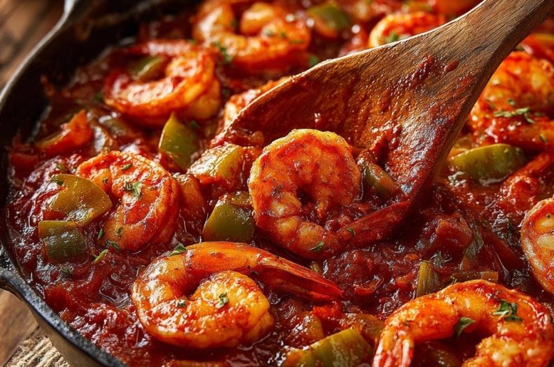 Saftige Garnelen in Paprika-Tomatensoße (Nie wieder zähe Garnelen!)