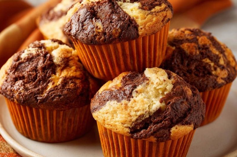 Schoko-Bananen-Marmormuffins (Nie wieder gesunkene Muffins!)