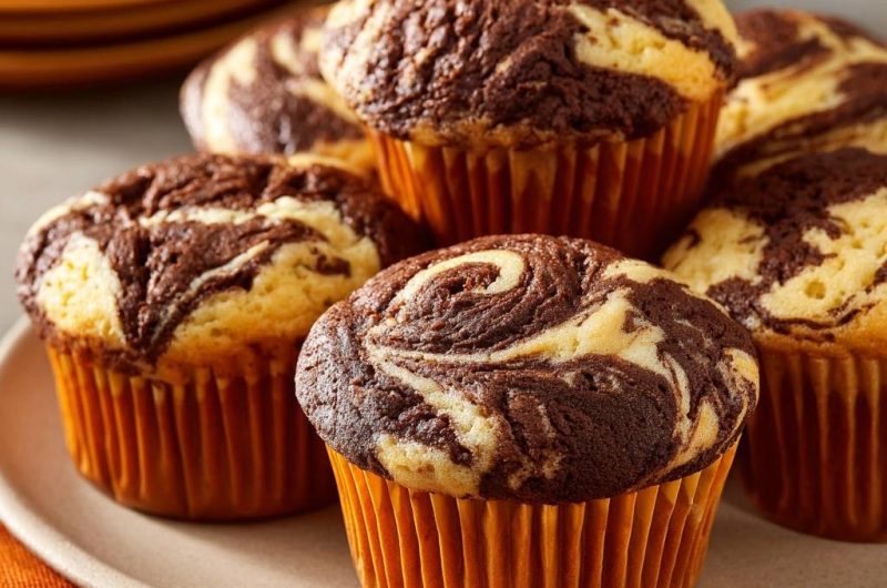 Schoko-Vanille-Marmor-Muffins (Nie wieder flache Muffins!)