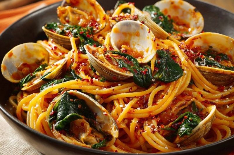 Spaghetti mit Vongole und Spinat (Nie wieder sandige Muscheln!)