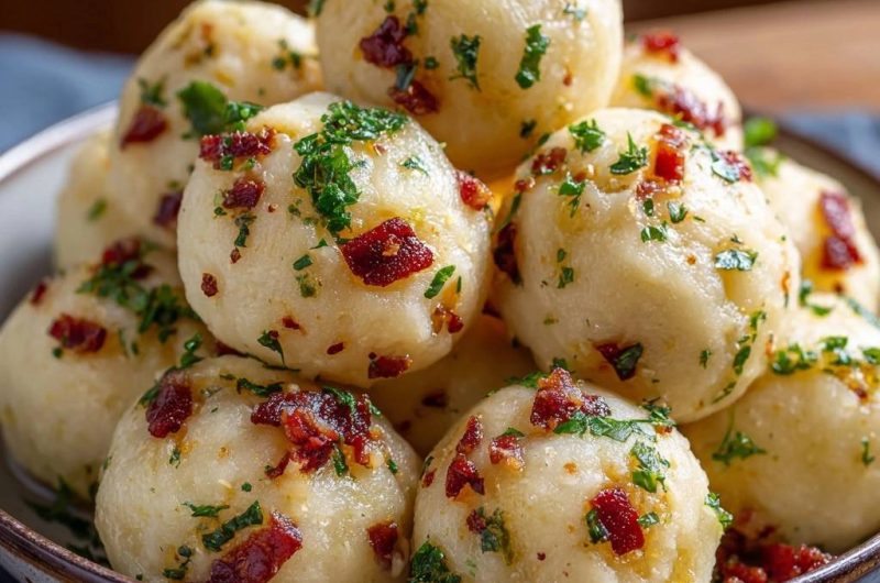 Speck-Kartoffelknödel (Nie wieder zerfallende Knödel!)