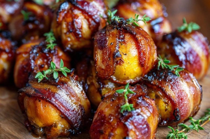 Speck-gewickelte Karamellpfirsiche (Nie wieder schlaffer Speck!)