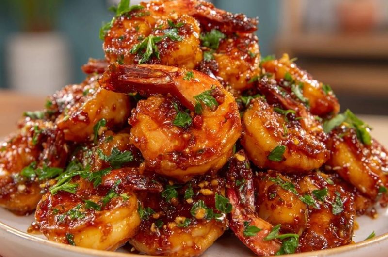 Sticky Chili-Knoblauch-Garnelen