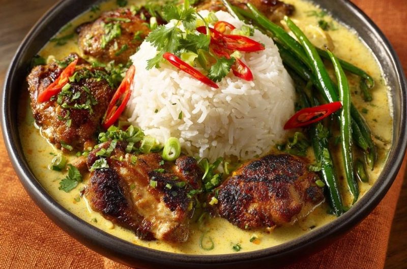 Thai-Hähnchen-Gelbcurry mit Bohnen & Reis