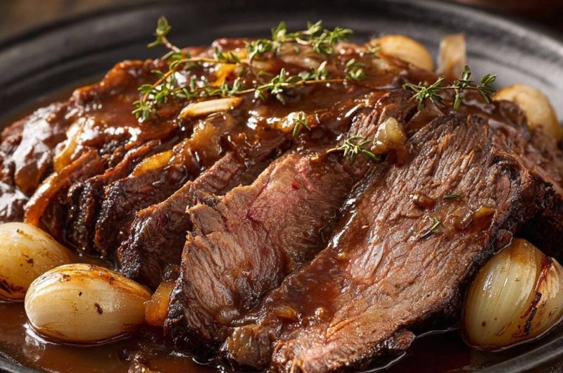 Zarter Rinderbraten mit Perlzwiebeln