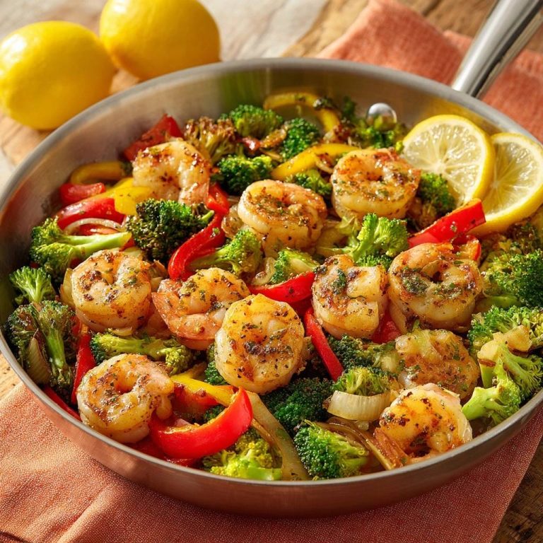 Zitronen-Knoblauch-Garnelen mit Brokkoli & Paprika