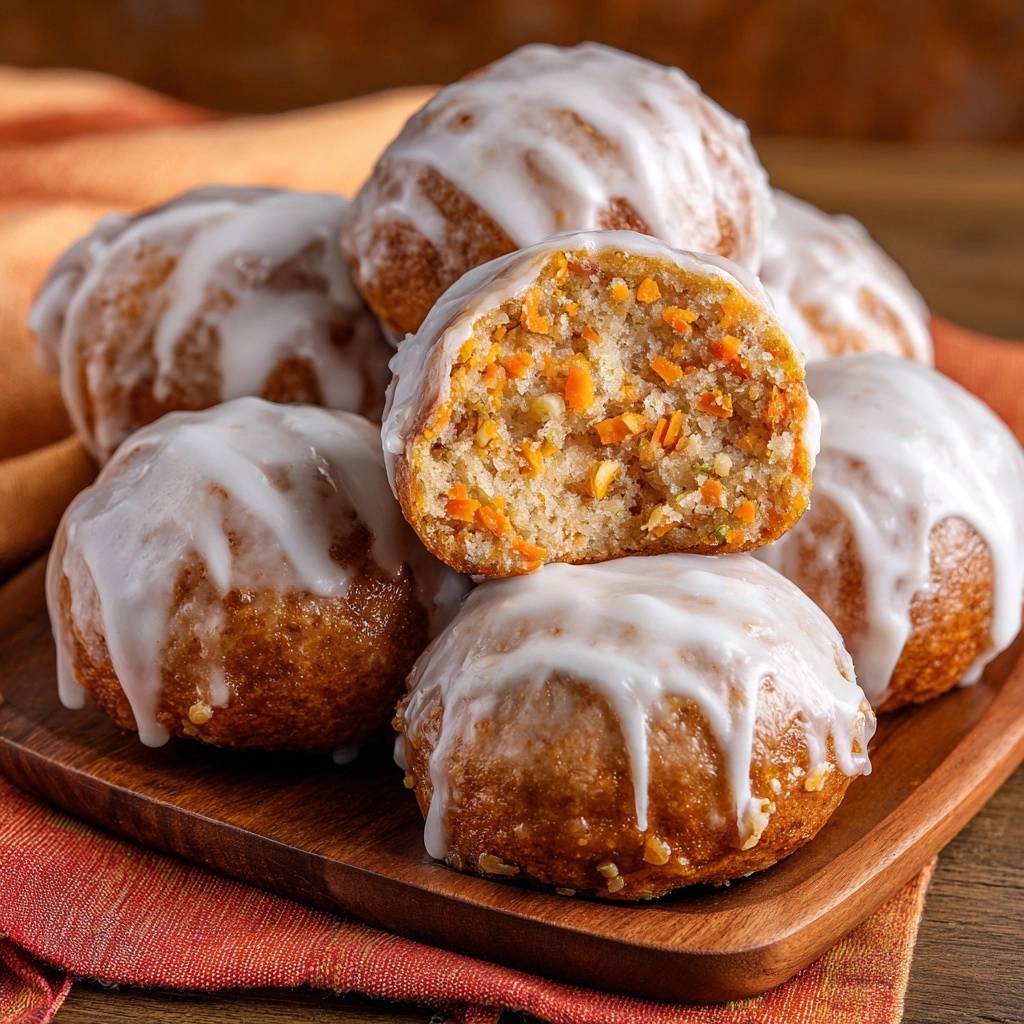 Saftige Karottenmuffins angeschnitten mit zarter Glasur und sichtbaren Karottenstücken im Inneren.