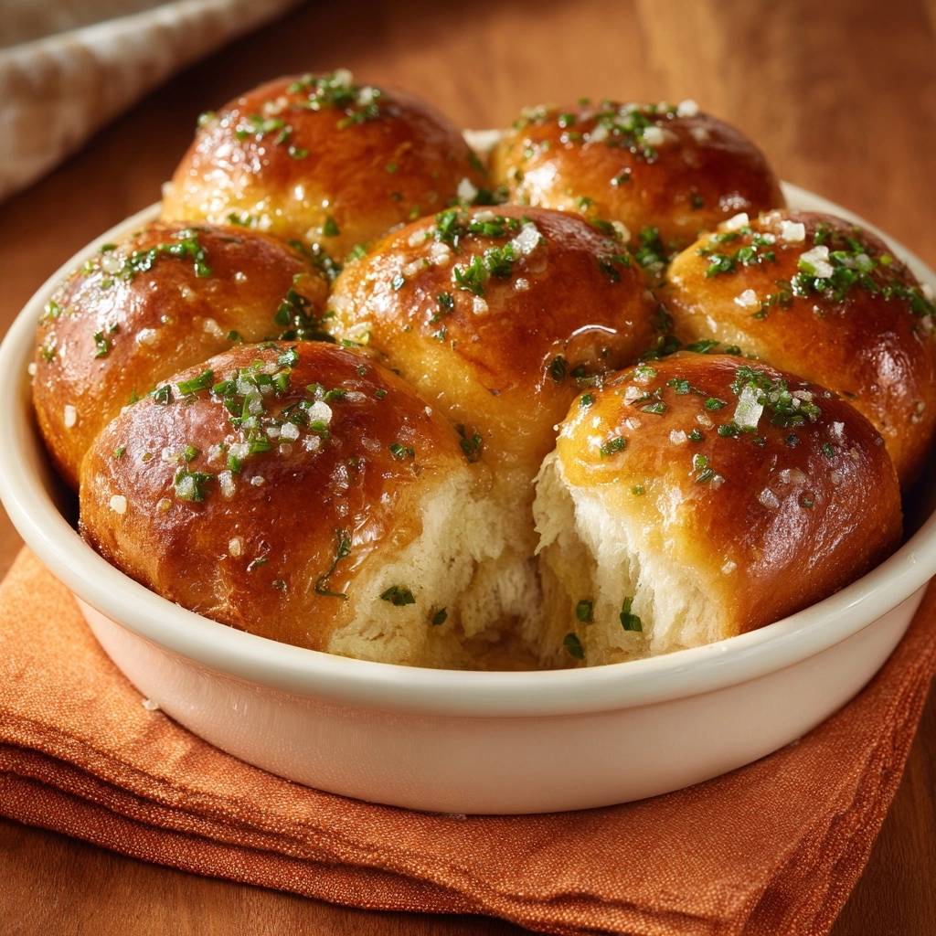 Kräuter-Käse-Pull-Apart-Brötchen, angeschnitten um das weiche Innere und die fluffige Textur zu zeigen