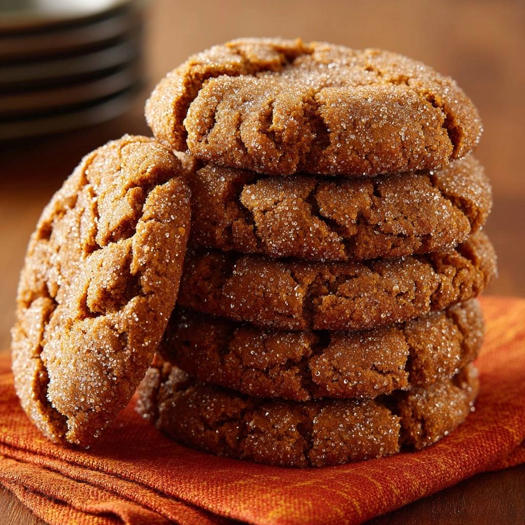 Zucker-Ingwer-Cookies, ein Stapel frisch gebackener Kekse mit Zuckerkruste, nahaufnahme der Textur