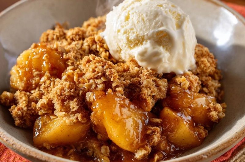 Apfel-Crumble mit Vanilleeis (Nie wieder matschige Krume!)
