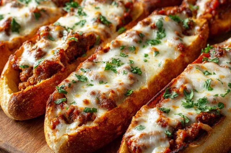 Überbackene Hackfleisch-Baguettes