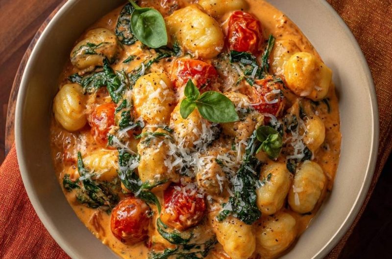 Cremige Gnocchi mit Spinat, Tomaten & Parmesan