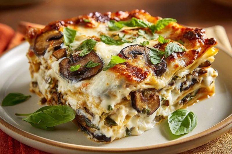 Cremige Pilz-Spinat-Lasagne (Keine wässrige Soße mehr)