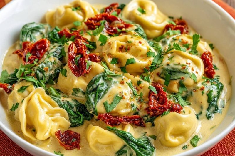Cremige Spinat-Tortelloni mit Sonnentomaten