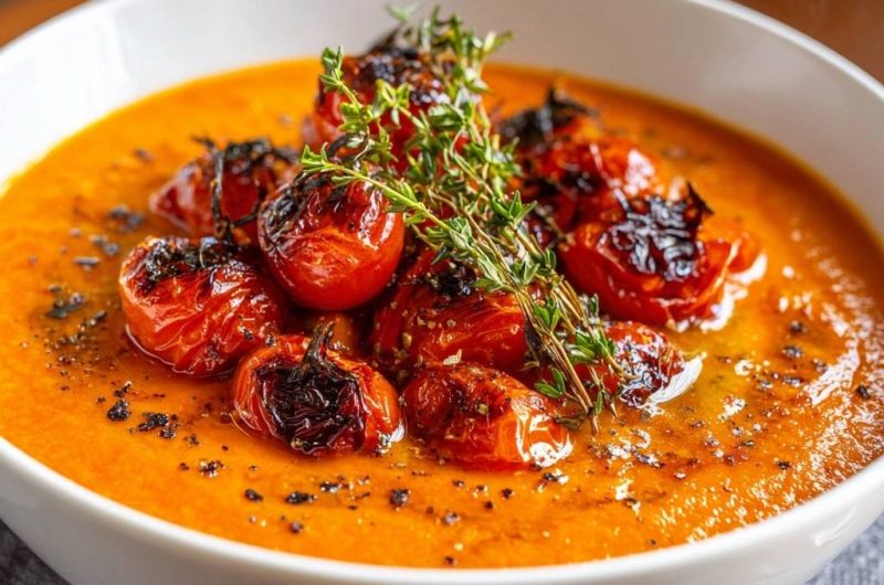 Cremige Tomatensuppe mit gerösteten Kirschtomaten