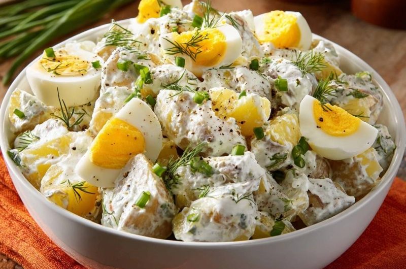 Cremiger Dill-Kartoffelsalat mit Ei