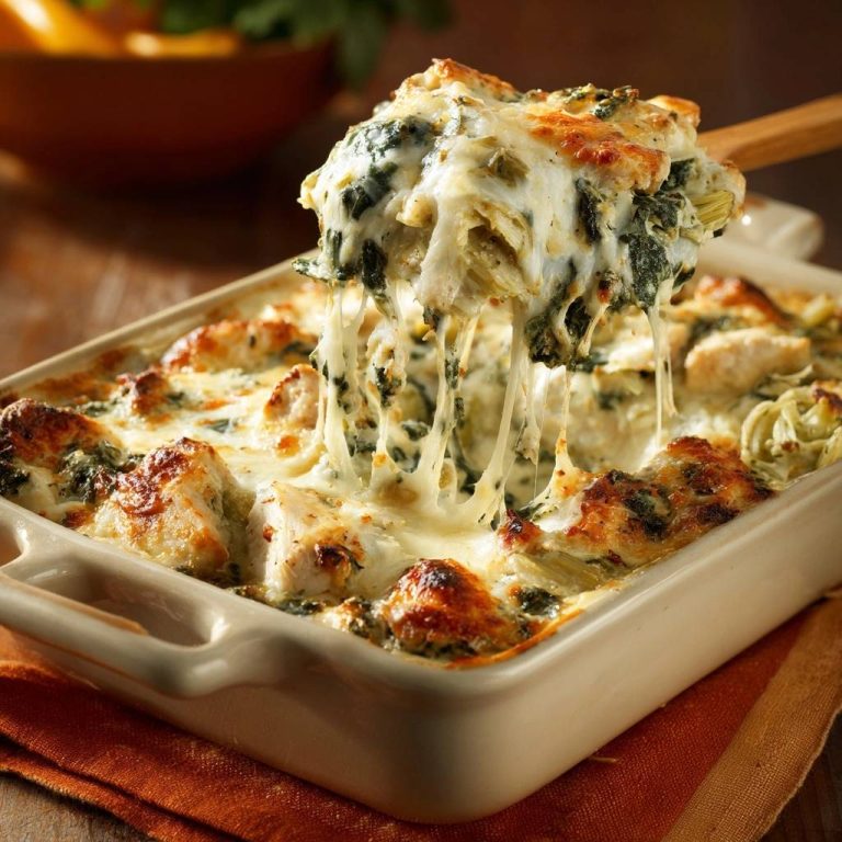 Cremiger Hähnchen-Spinat-Artischocken-Auflauf Rezept