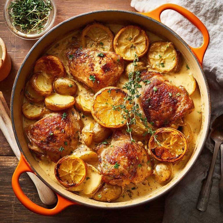 Cremiges Hähnchen mit Zitronen & Babykartoffeln (Nie wieder matschige Haut!)