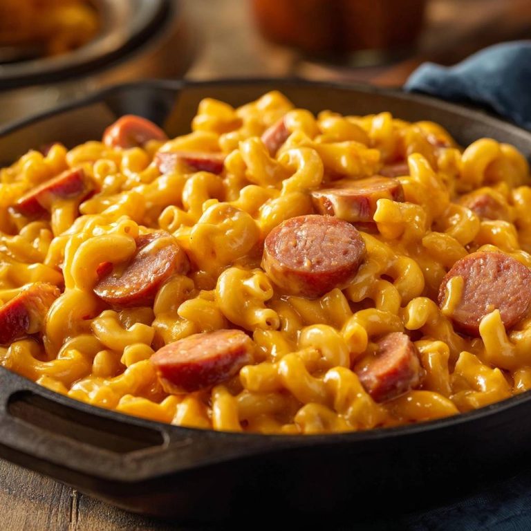 Cremiges Käsemakaroni mit Würstchen – klumpenfrei