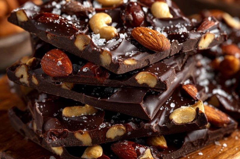Dunkle Nuss-Schokoladenbark (Keine klumpige Schokolade mehr!)