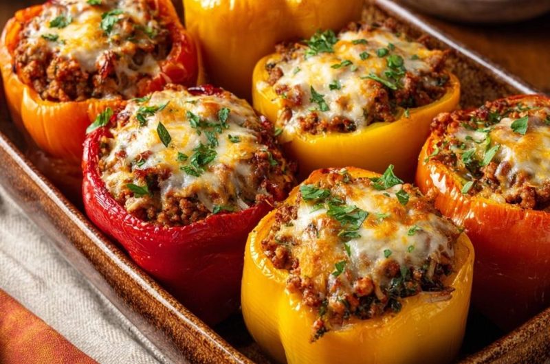 Gefüllte Paprika mit Hack und Käse (Keine wässrige Füllung mehr!)