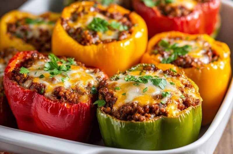 Gefüllte Paprika mit Hack und Käse