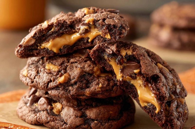 Gefüllte Schoko-Erdnussbutter-Cookies (Nie wieder flache Kekse!)
