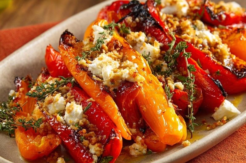 Gegrillte Paprika mit Feta und Thymian (Nie wieder matschige Paprika!)