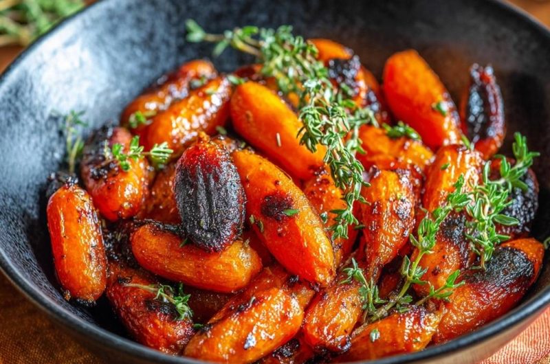 Glasierte Babykarotten mit Thymian (Nie wieder matschige Karotten!)