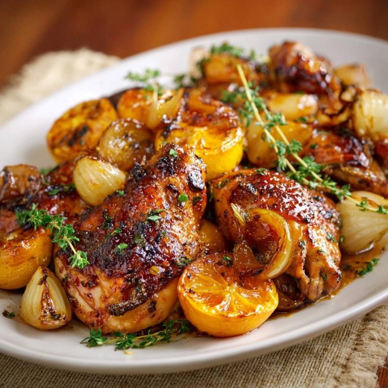 Glasierte Hähnchenschenkel mit Mandarinen und Thymian (Nie wieder trockenes Hähnchen!)