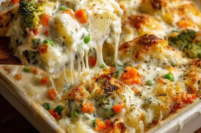 Käsig cremiger Gemüse-Kartoffel-Auflauf