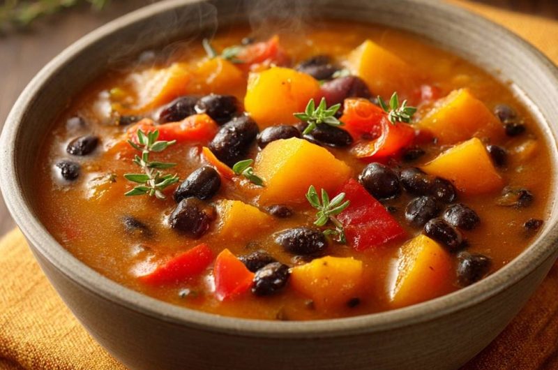 Kürbis-Schwarze-Bohnen-Eintopf (Nie wieder matschiger Kürbis!)