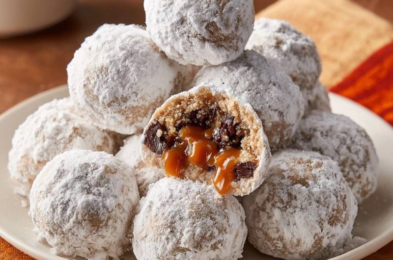 Karamell-Rosinen-Schneekugeln (Nie wieder auslaufende Karamellfüllung!)