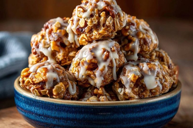 Karamellisierte Hafer-Nuss-Bällchen