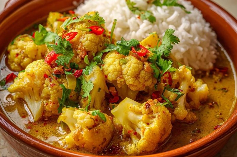Knackiger Blumenkohl-Curry mit Reis