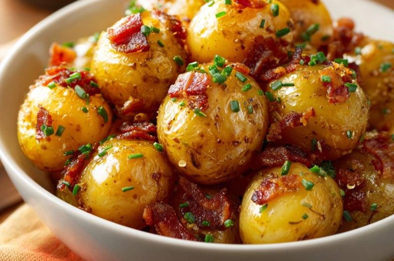 Knusprige Babykartoffeln mit Speck und Schnittlauch (Nie wieder matschige Kartoffeln!)