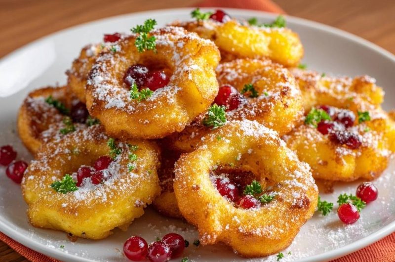 Knusprige Kartoffelringe mit Preiselbeeren